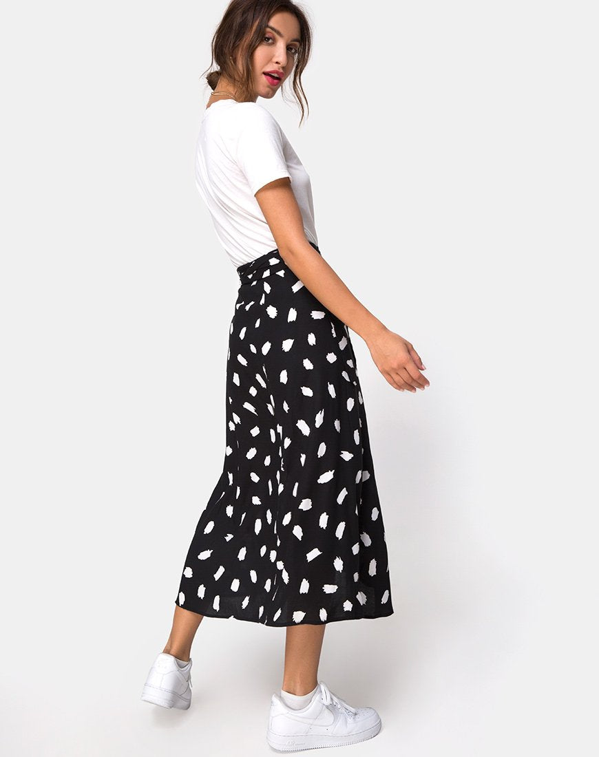 Afbeelding van Satha Midi rok in Diana Stip Zwart
