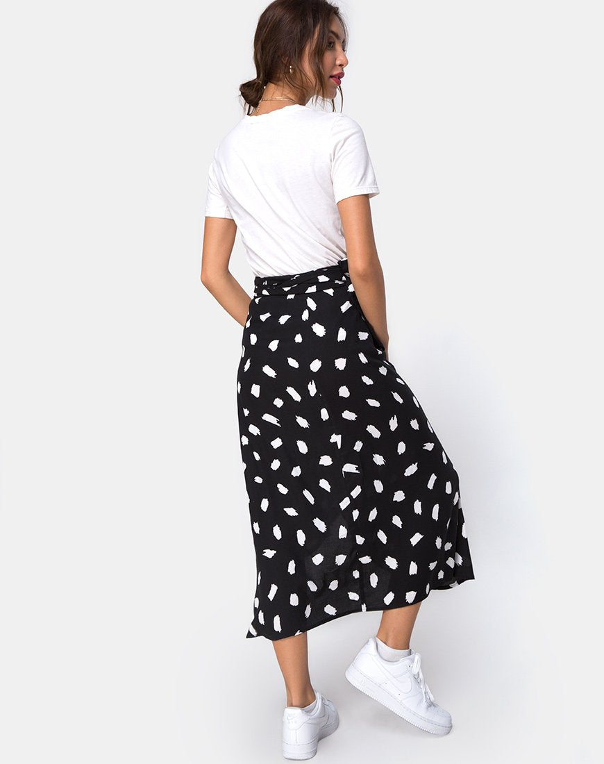 Satha Midi rok in Diana Stip Zwart
