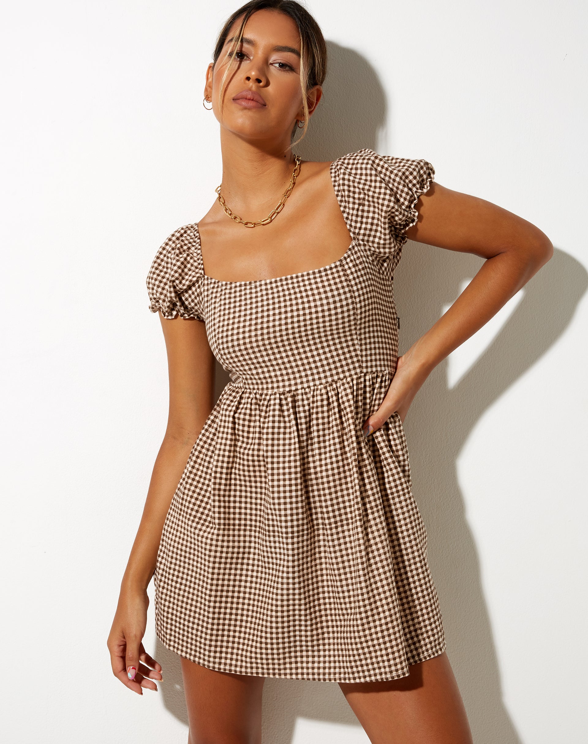 Afbeelding van Saunder Skater Dress in Mini Gingham