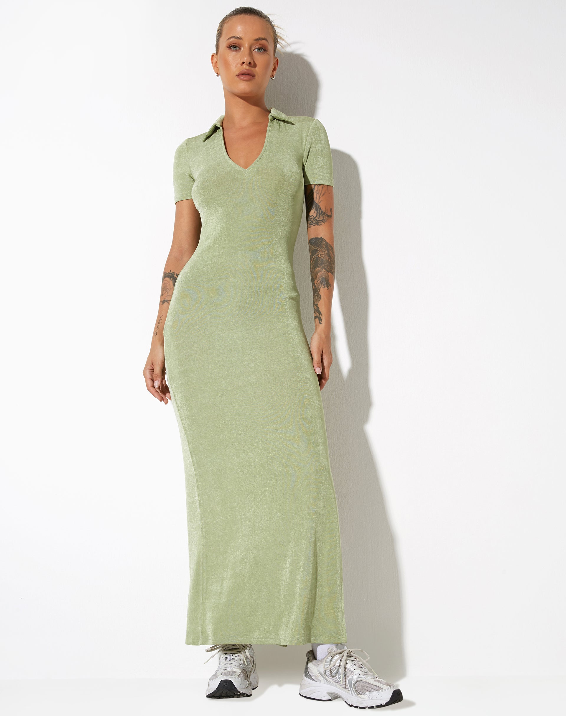 Afbeelding van Savita Maxi Dress in Crepe Seafoam Green