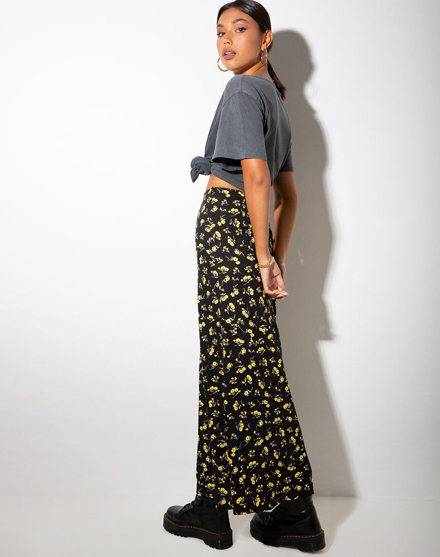 Sayan Maxi rok in boterbloem zwart en geel