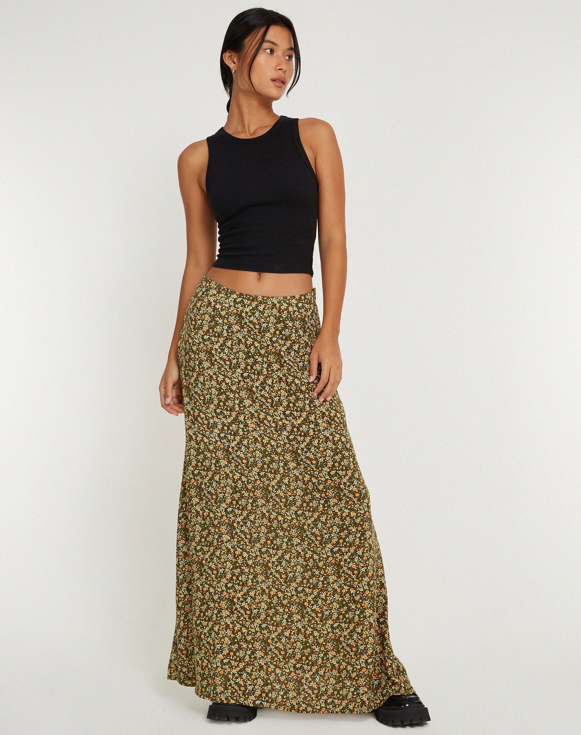 Afbeelding van Sayan Maxi rok in Grungey Floral Khaki