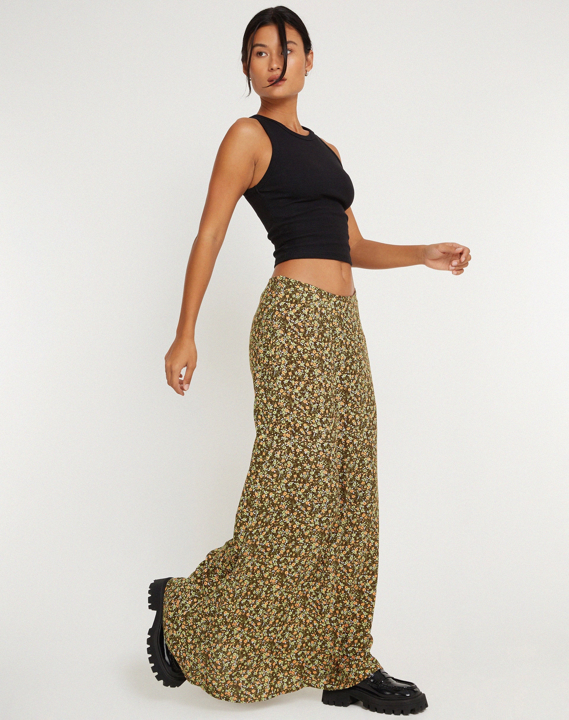 Afbeelding van Sayan Maxi rok in Grungey Floral Khaki