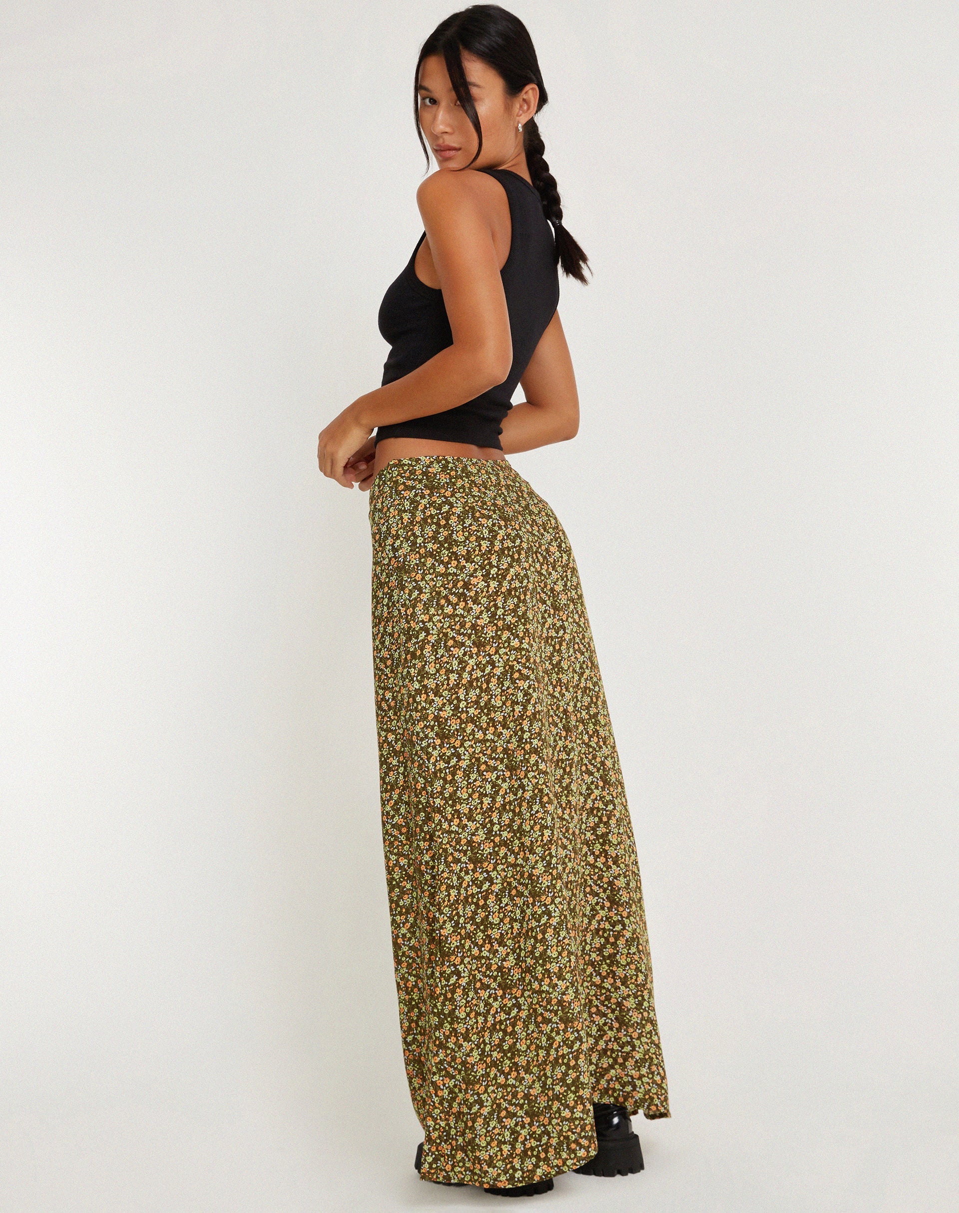 Afbeelding van Sayan Maxi rok in Grungey Floral Khaki