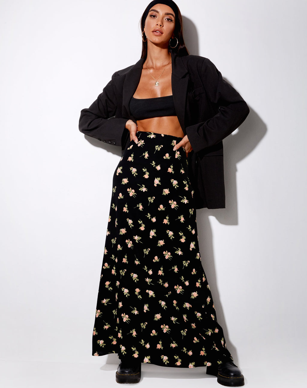 Sayan Maxi rok in Rose Garden zwart