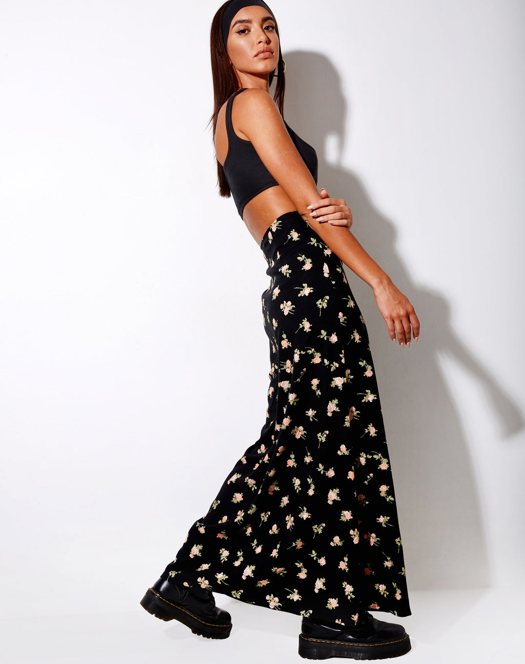 Sayan Maxi rok in Rose Garden zwart