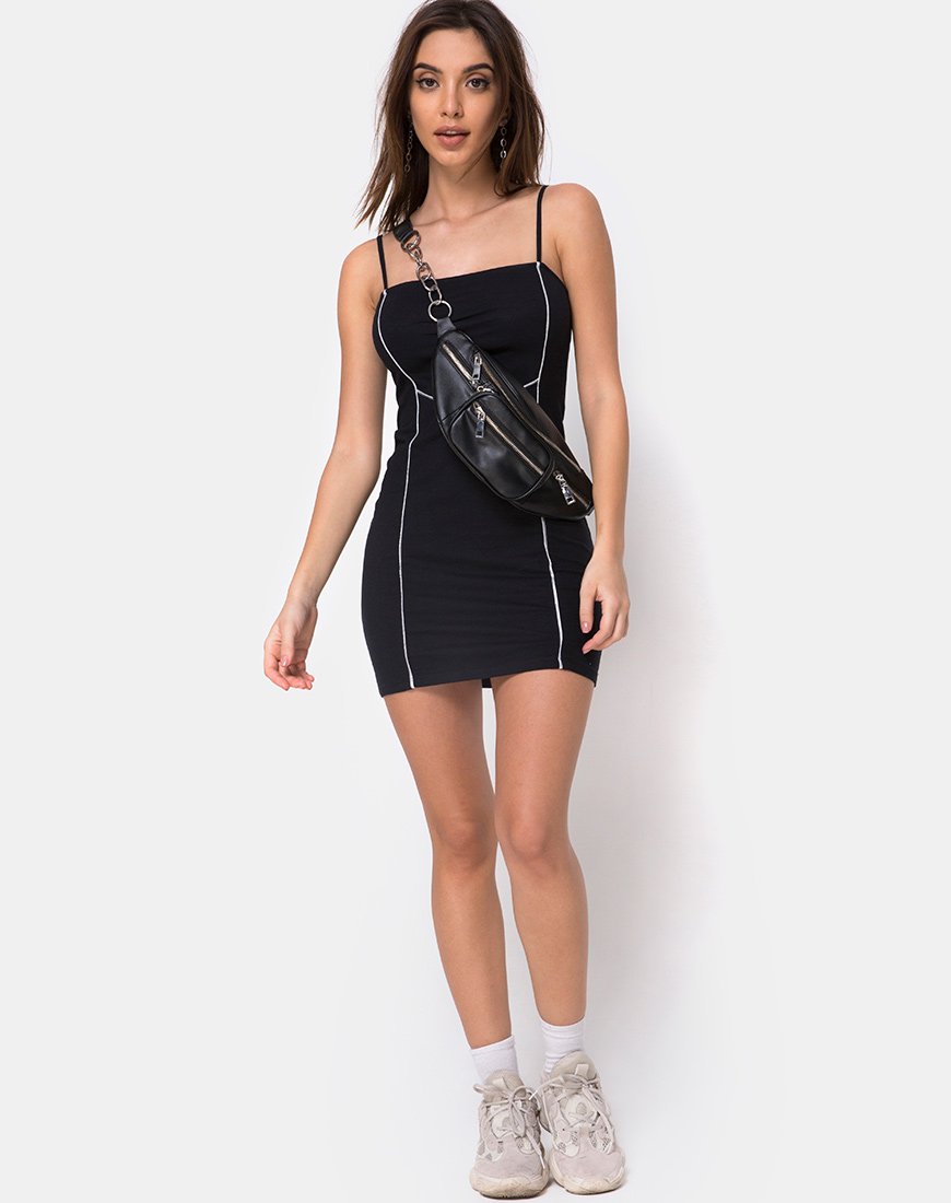 Afbeelding van Scosh Bodycon Jurk in Zwart met Bieslijn