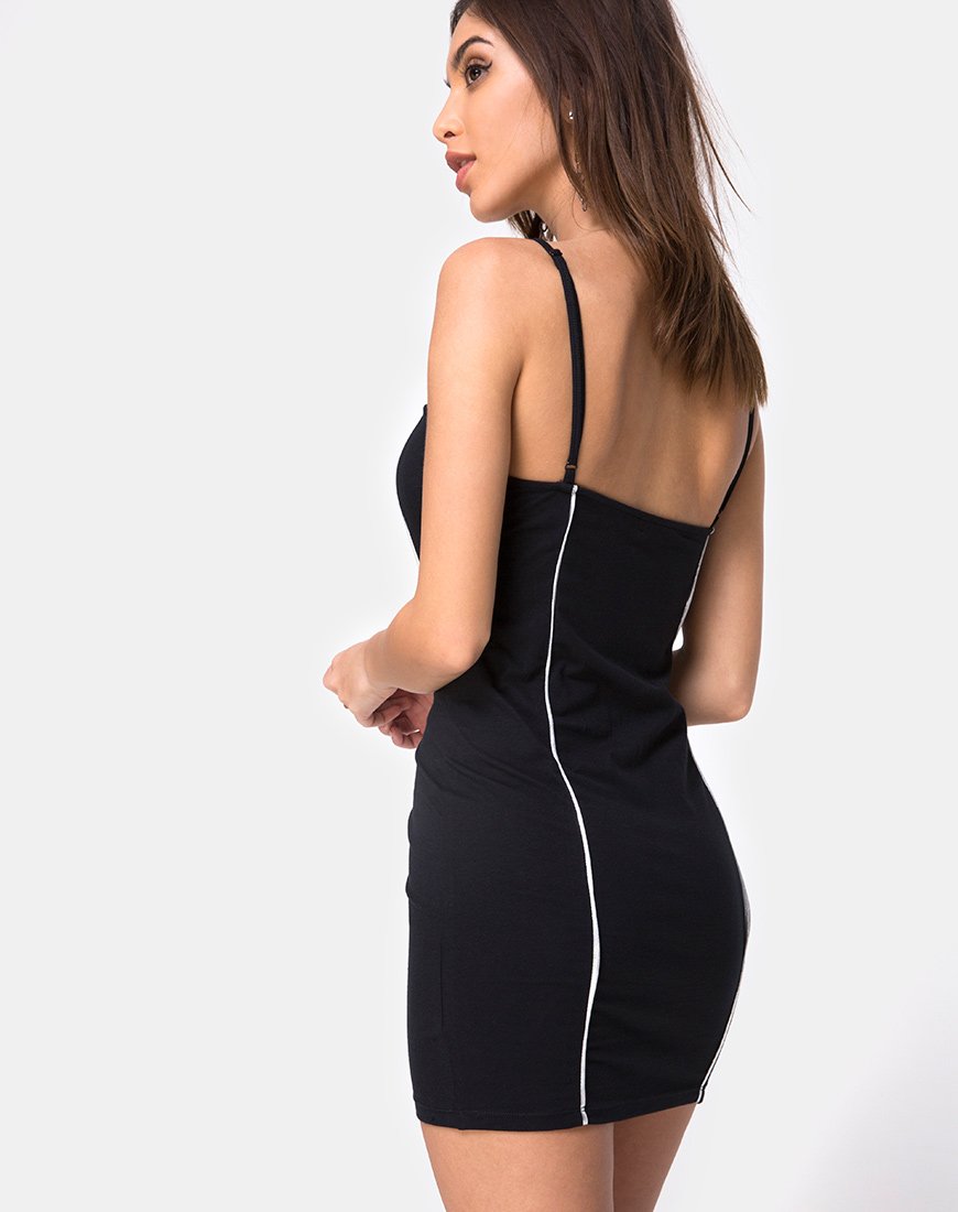 Scosh Bodycon Jurk in Zwart met Bieslijn