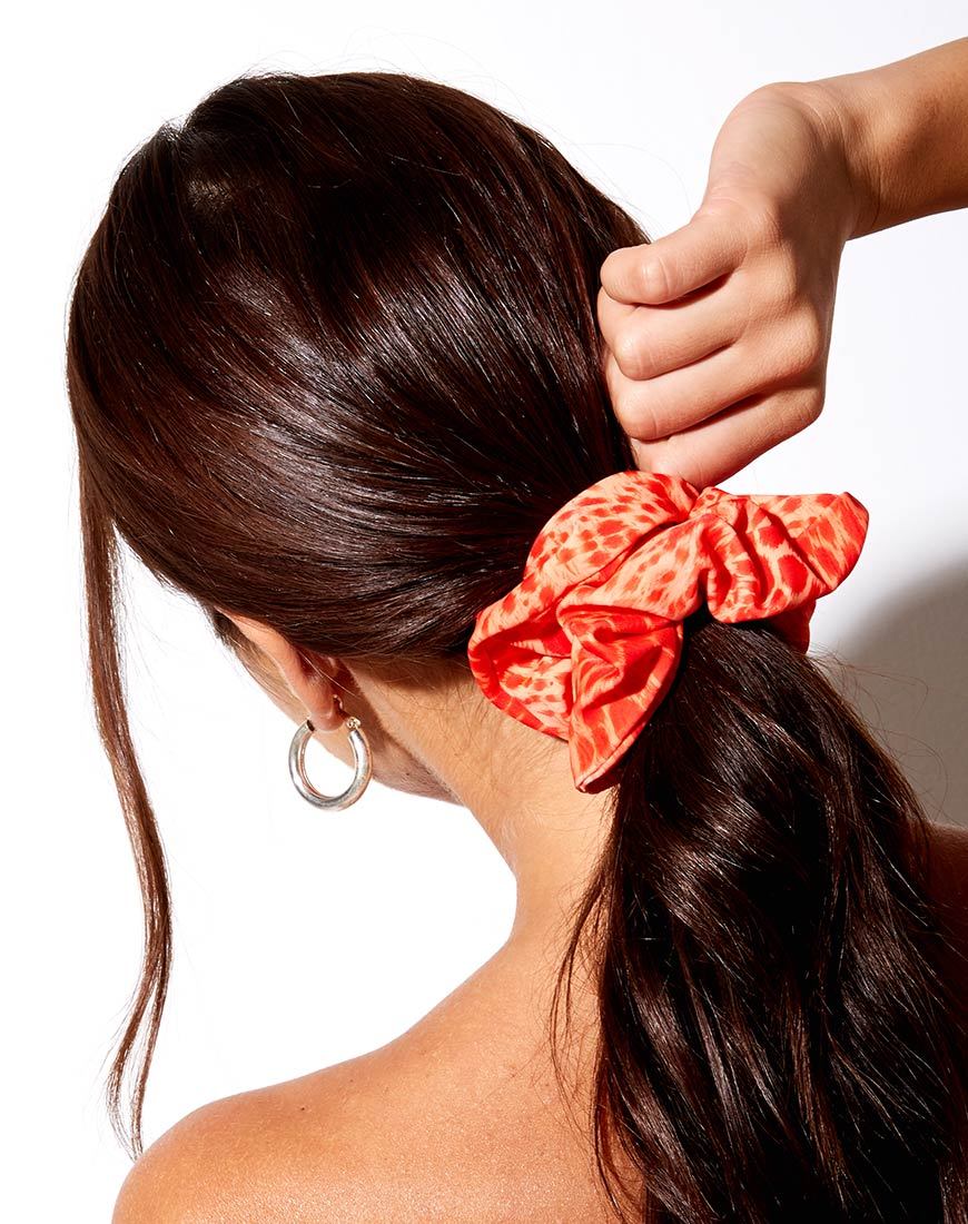 Afbeelding van Scrunchie in Zand Luipaard Oranje