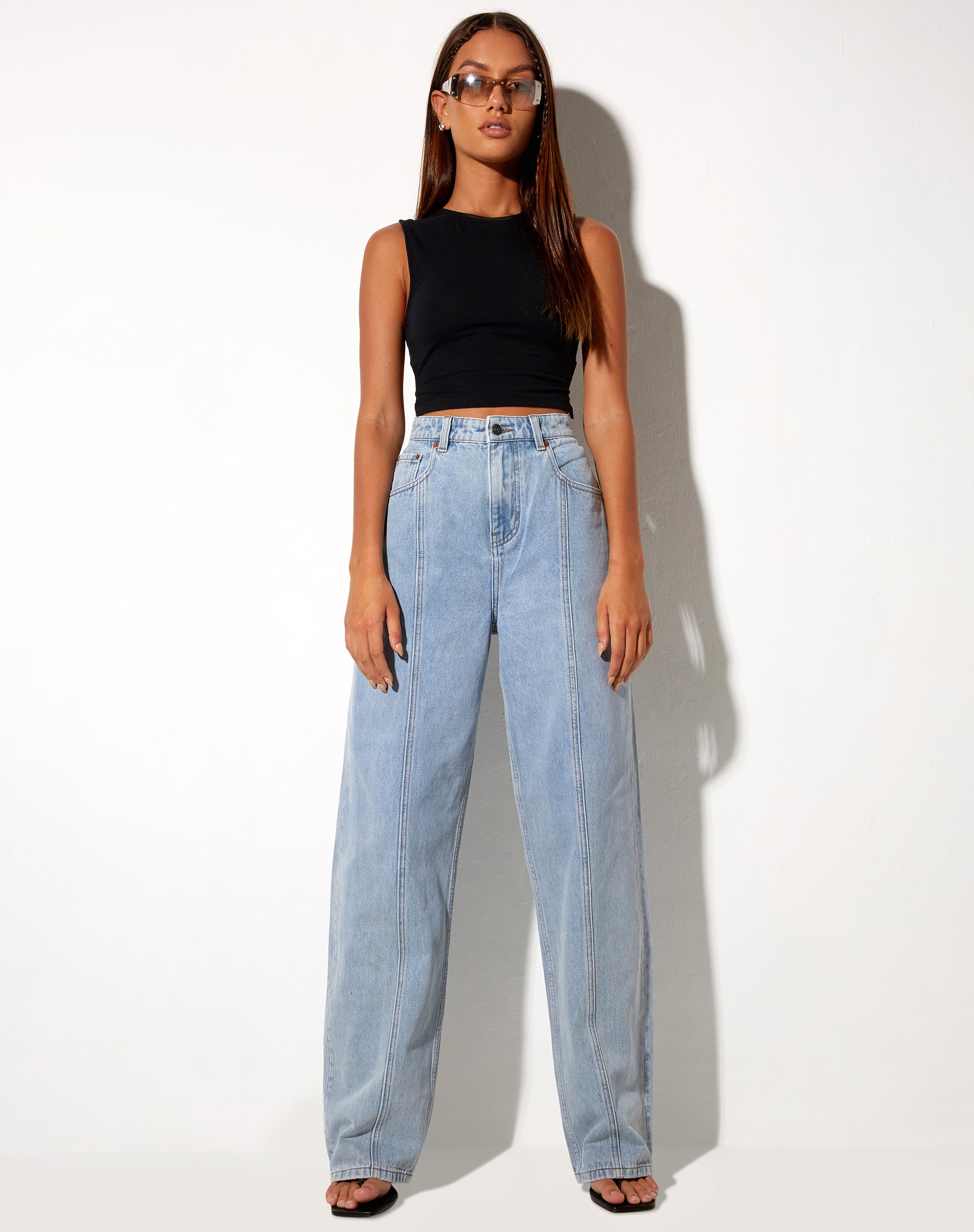 Afbeelding van Seam Parallel Jeans in Light Wash Blue