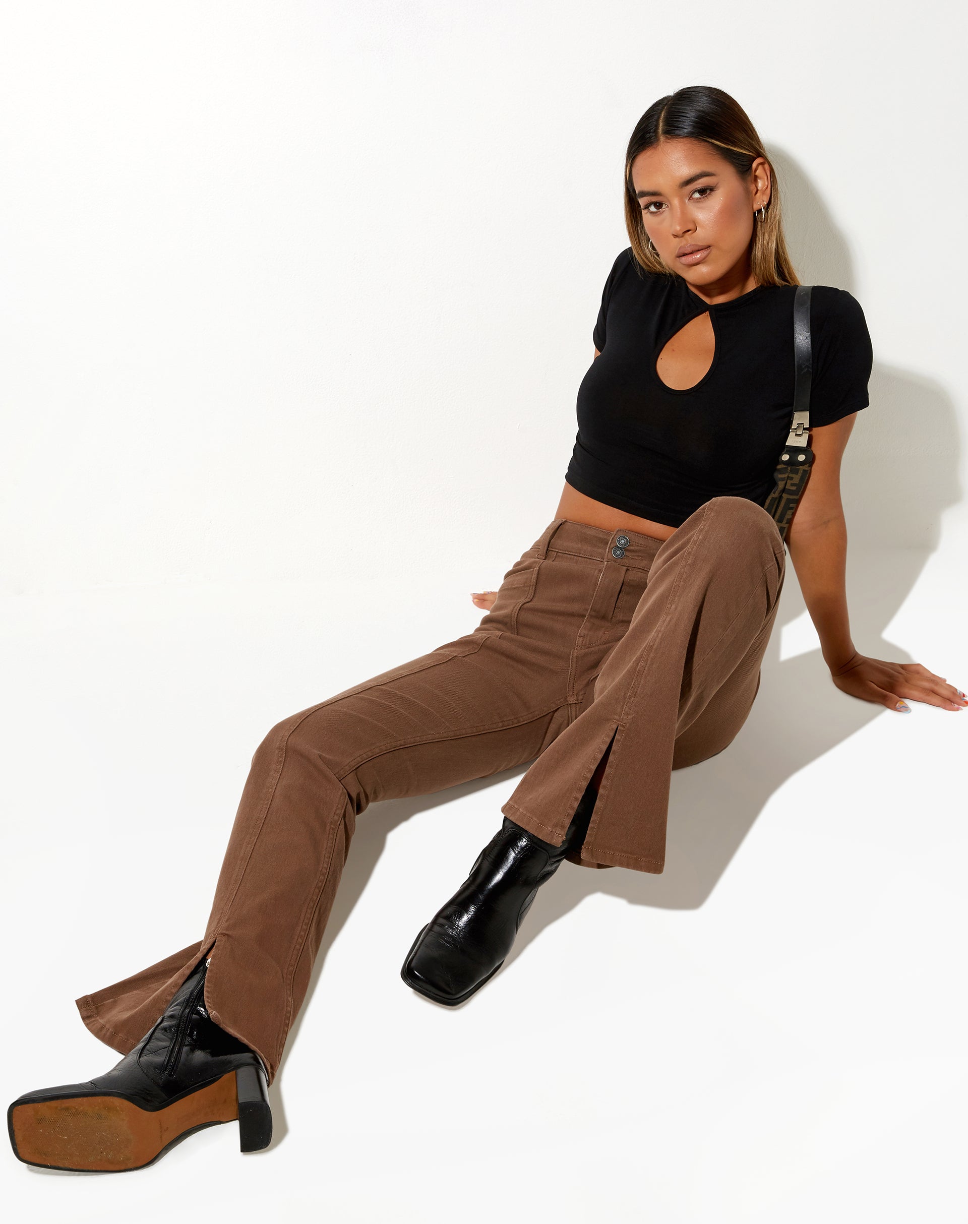 Afbeelding van Seam Split Jeans in Rich Brown