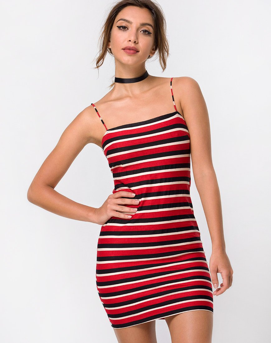 Selah Bodycon Jurk in Horizontale Sunset Streep
