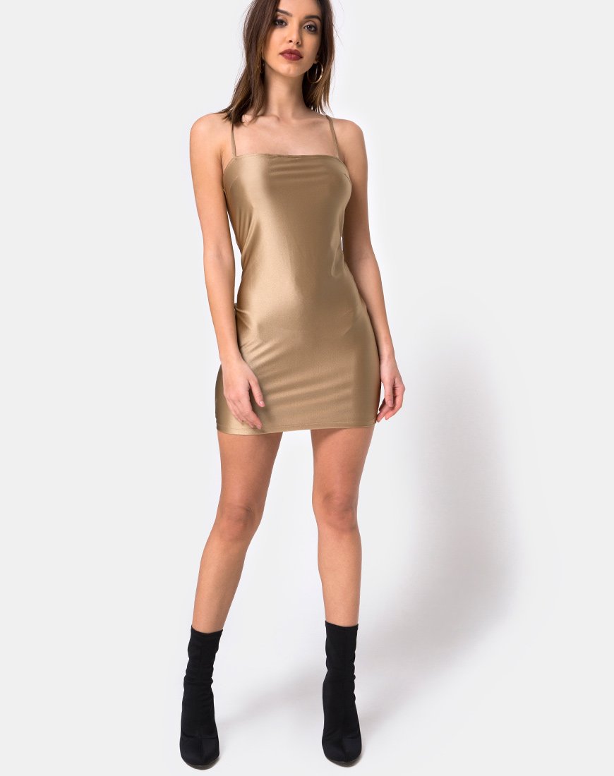 Afbeelding van Selah Bodycon Jurk in Nylon Goud