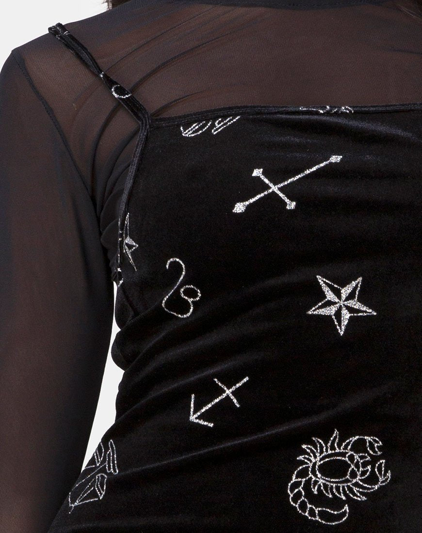 Afbeelding van Selah Jurk in Zwart Fluweel Medium Astro Glitter