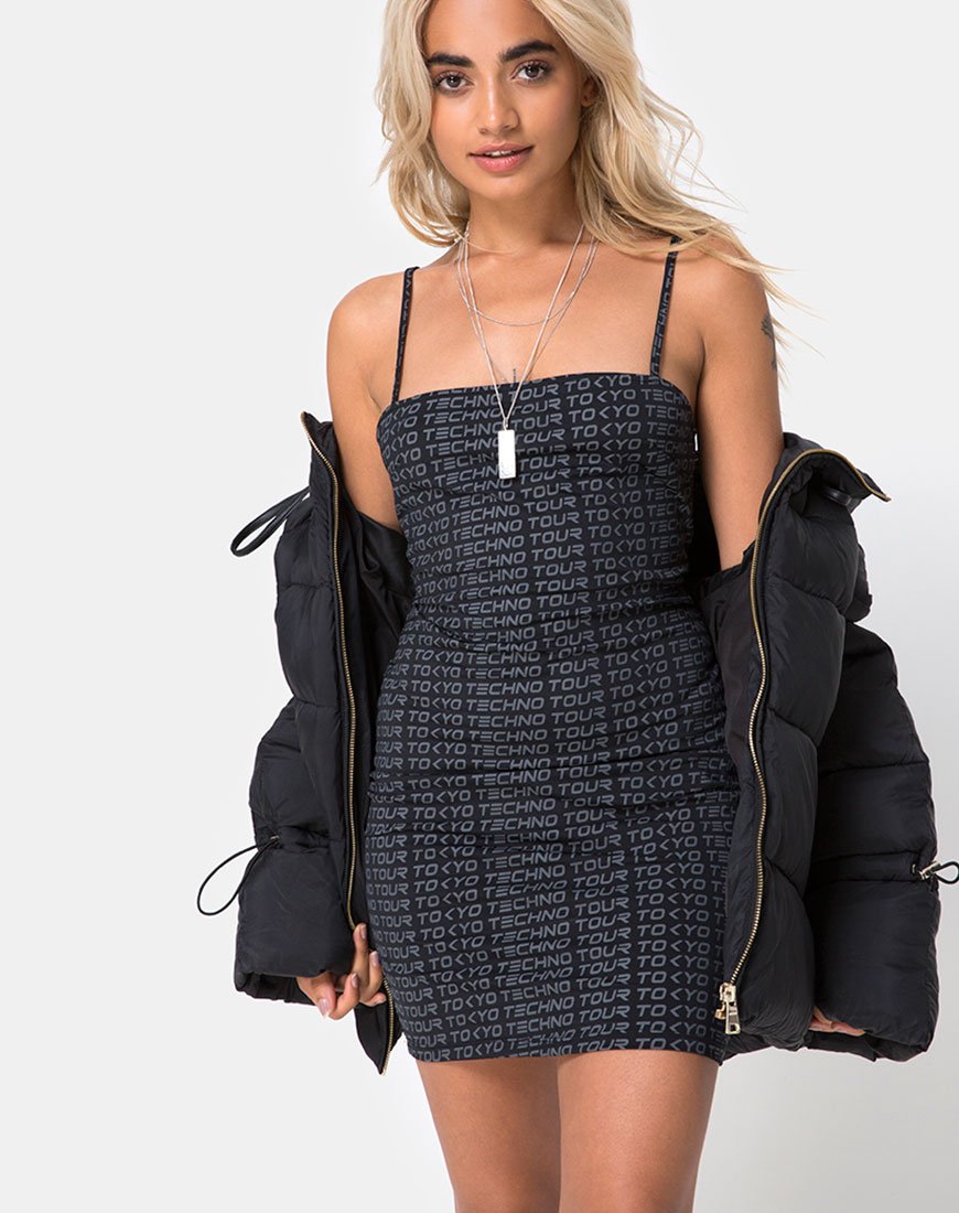 Afbeelding van Selah Bodycon Jurk in Tokyo Techno Tour Zwart