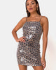 Afbeelding van Selana Bodycon Jurk in Luipaard met Heldere Pailletten