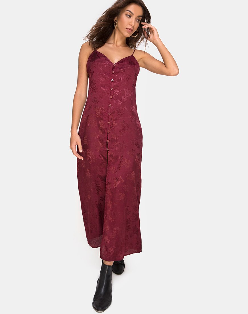 Senia Jurk in Satijn Rose Bourgondië