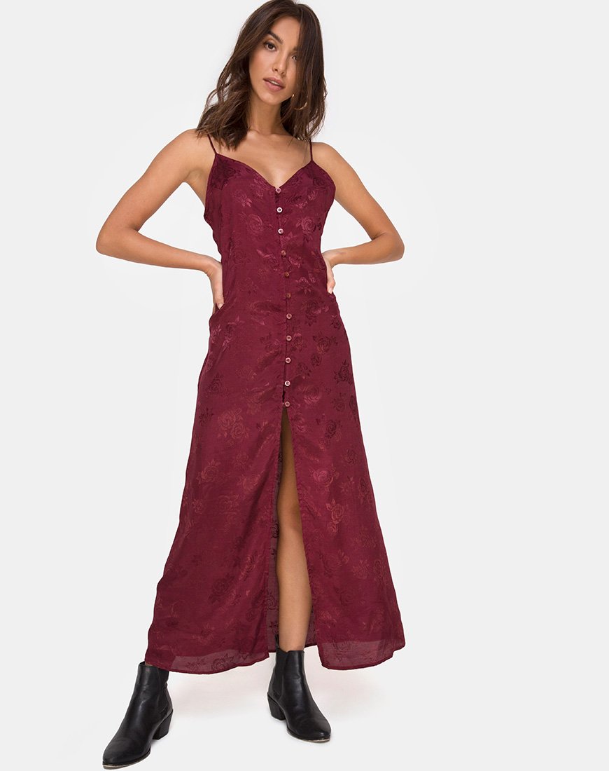Senia Jurk in Satijn Rose Bourgondië