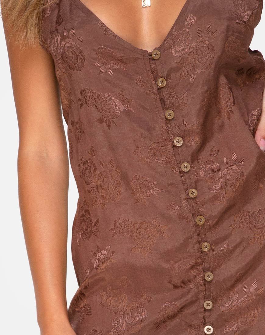 Afbeelding van Senia Jurk in Satijn Roos Chocolade
