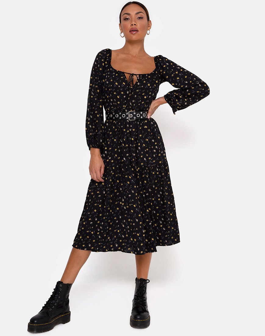 Afbeelding van Senora Jurk in Pretty Petal Zwart