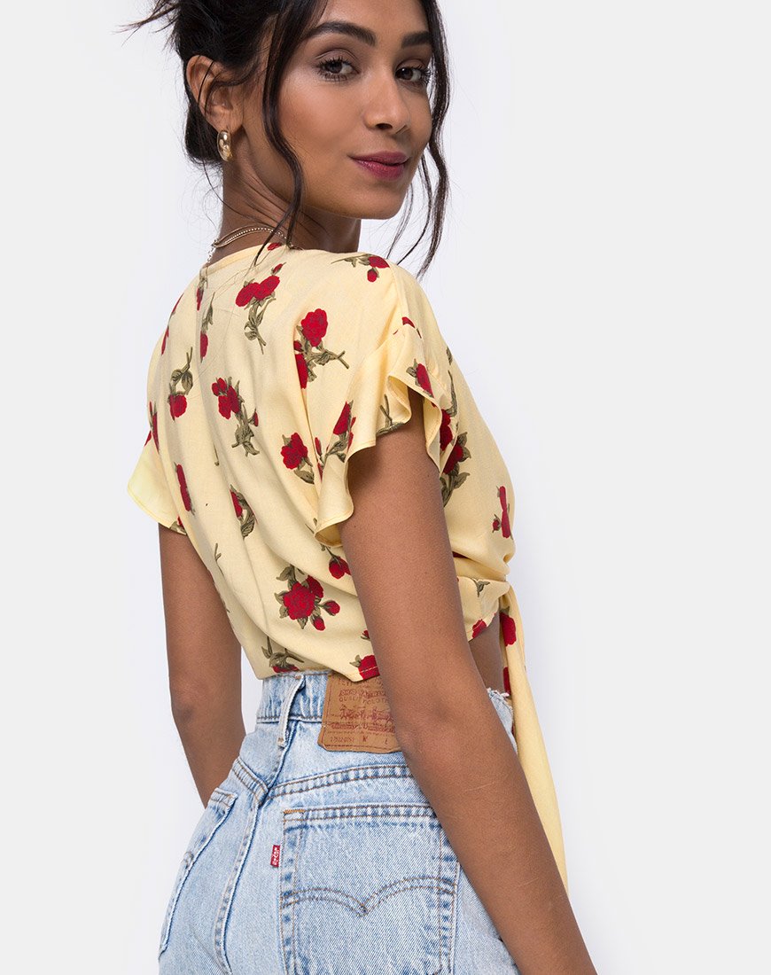 Shae Crop Top in Vallende Roos Geel