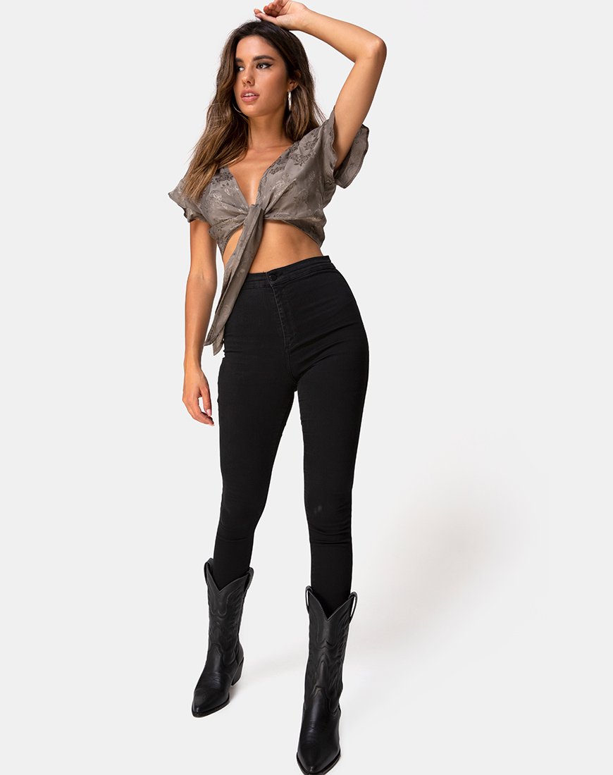 Afbeelding van Shae Crop Top in Satijn Roos Zilvergrijs