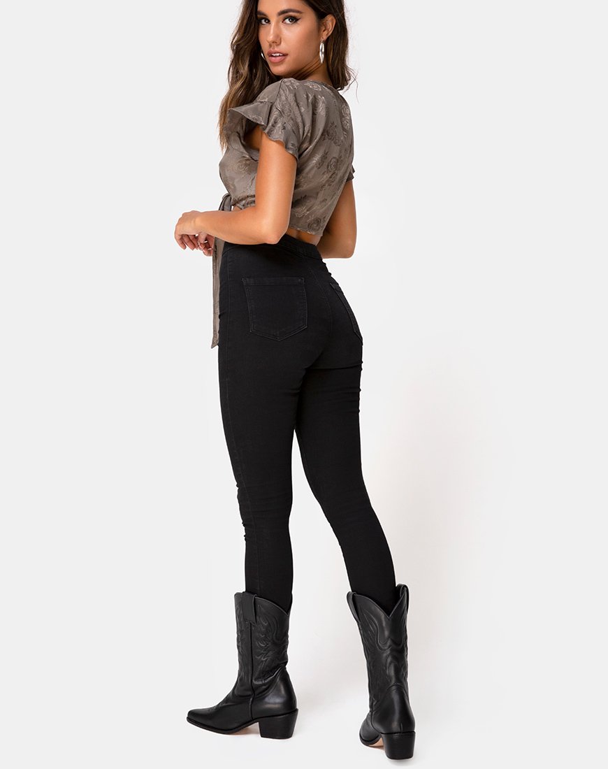 Afbeelding van Shae Crop Top in Satijn Roos Zilvergrijs