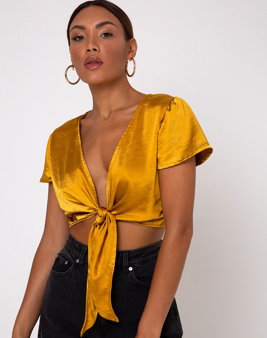 Shaera Gewaad Top in Satijn Turmeric
