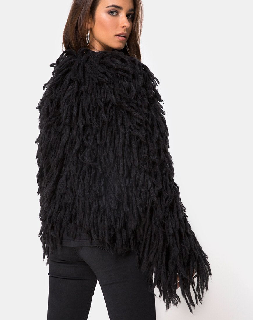 Shaggy gebreide cardi in Moheir zwart
