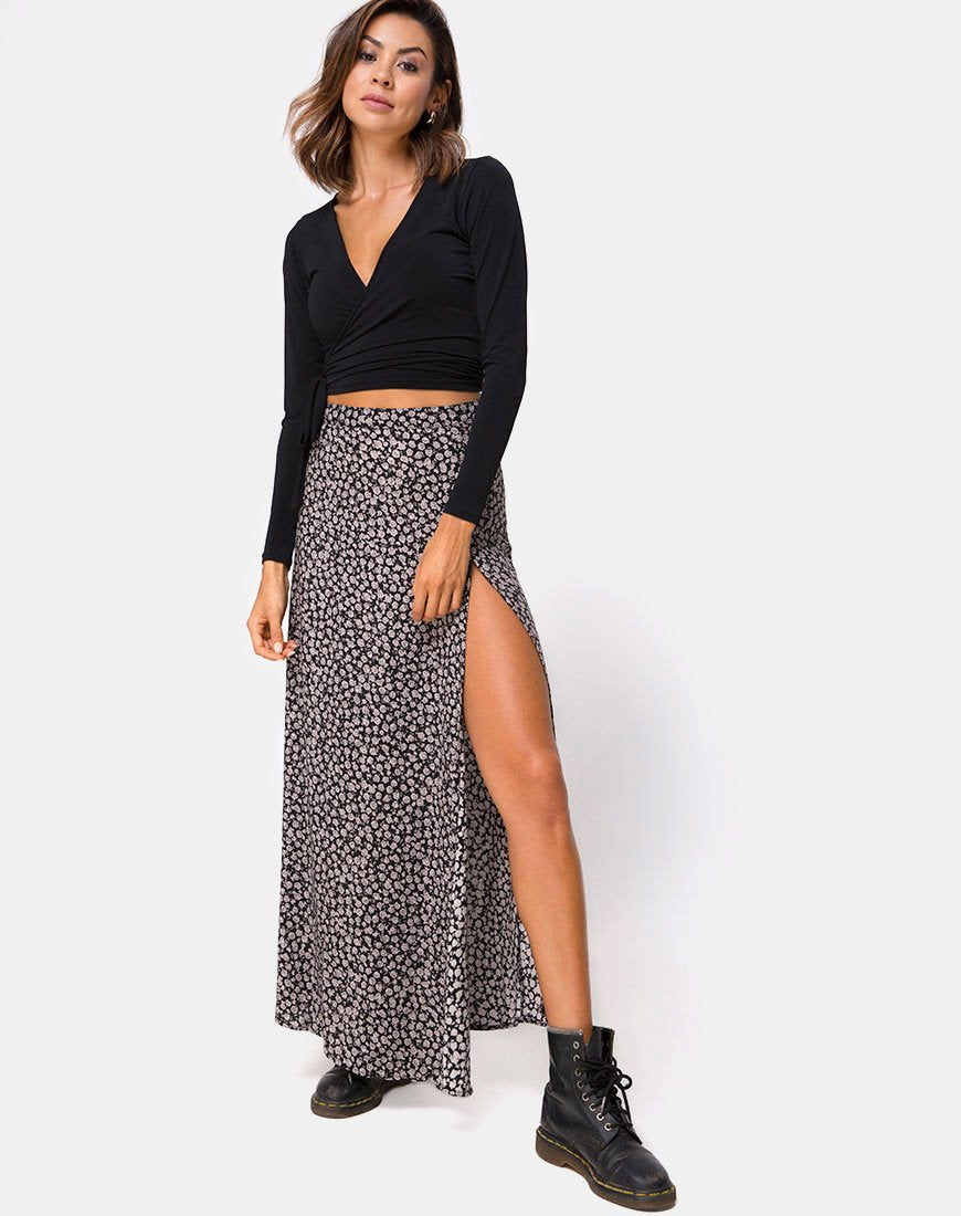 Afbeelding van Shayk Maxi rok in Ditsy Rose Zwart