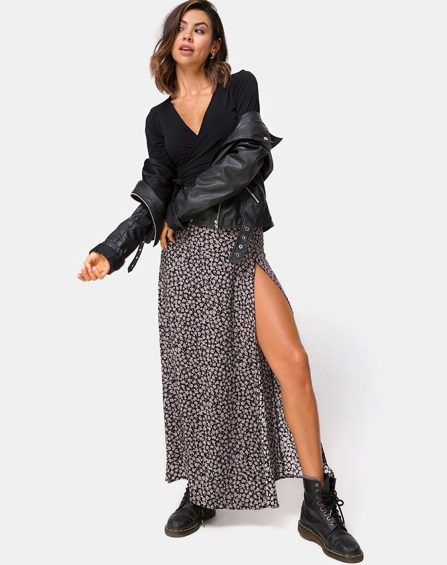 Afbeelding van Shayk Maxi rok in Ditsy Rose Zwart