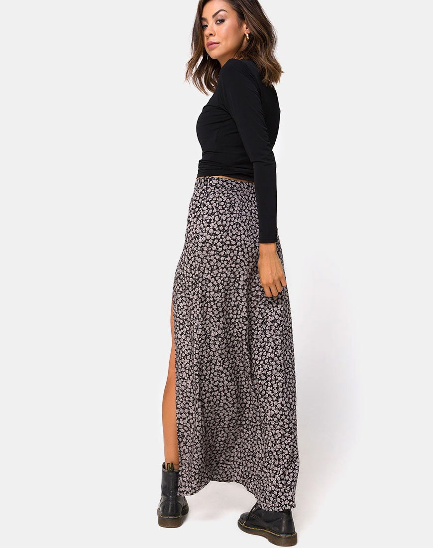 Afbeelding van Shayk Maxi rok in Ditsy Rose Zwart