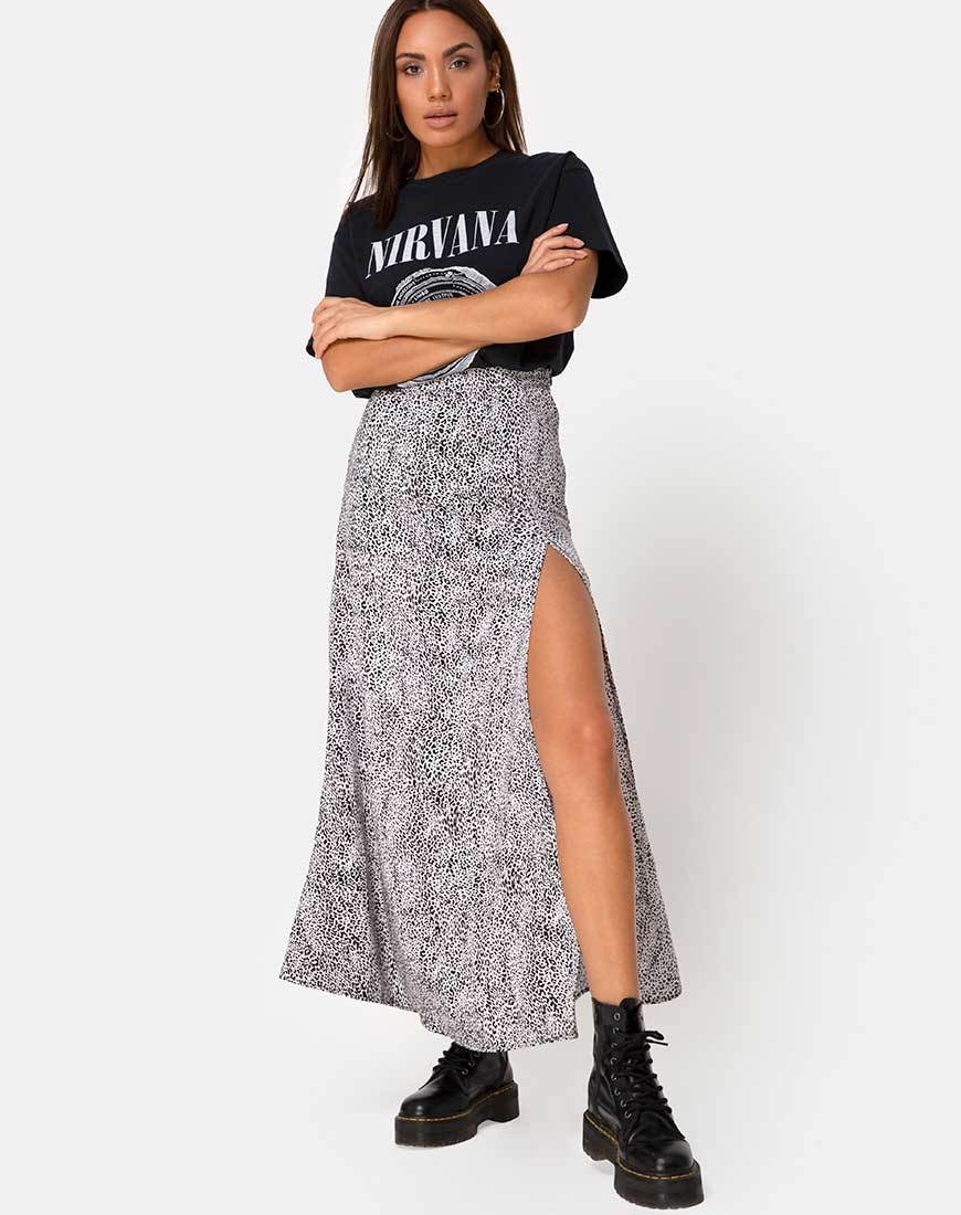 Afbeelding van Shayk Midi rok in Leo Spot zwart-wit
