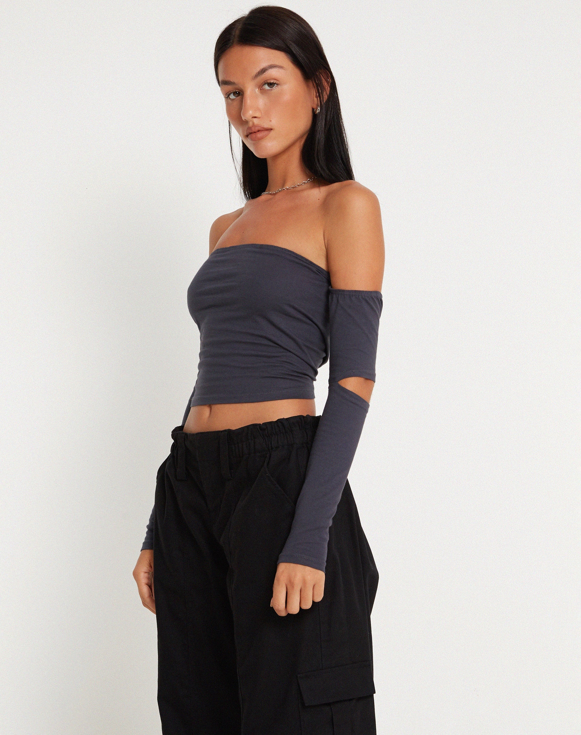 Afbeelding van Shelbo Bardot Crop Top in Ocean Storm