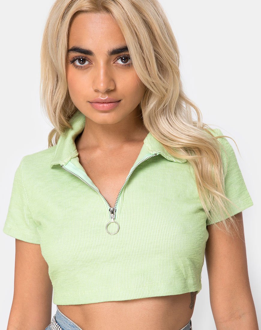 Afbeelding van Shen Crop Top in Rib Pastel Lime