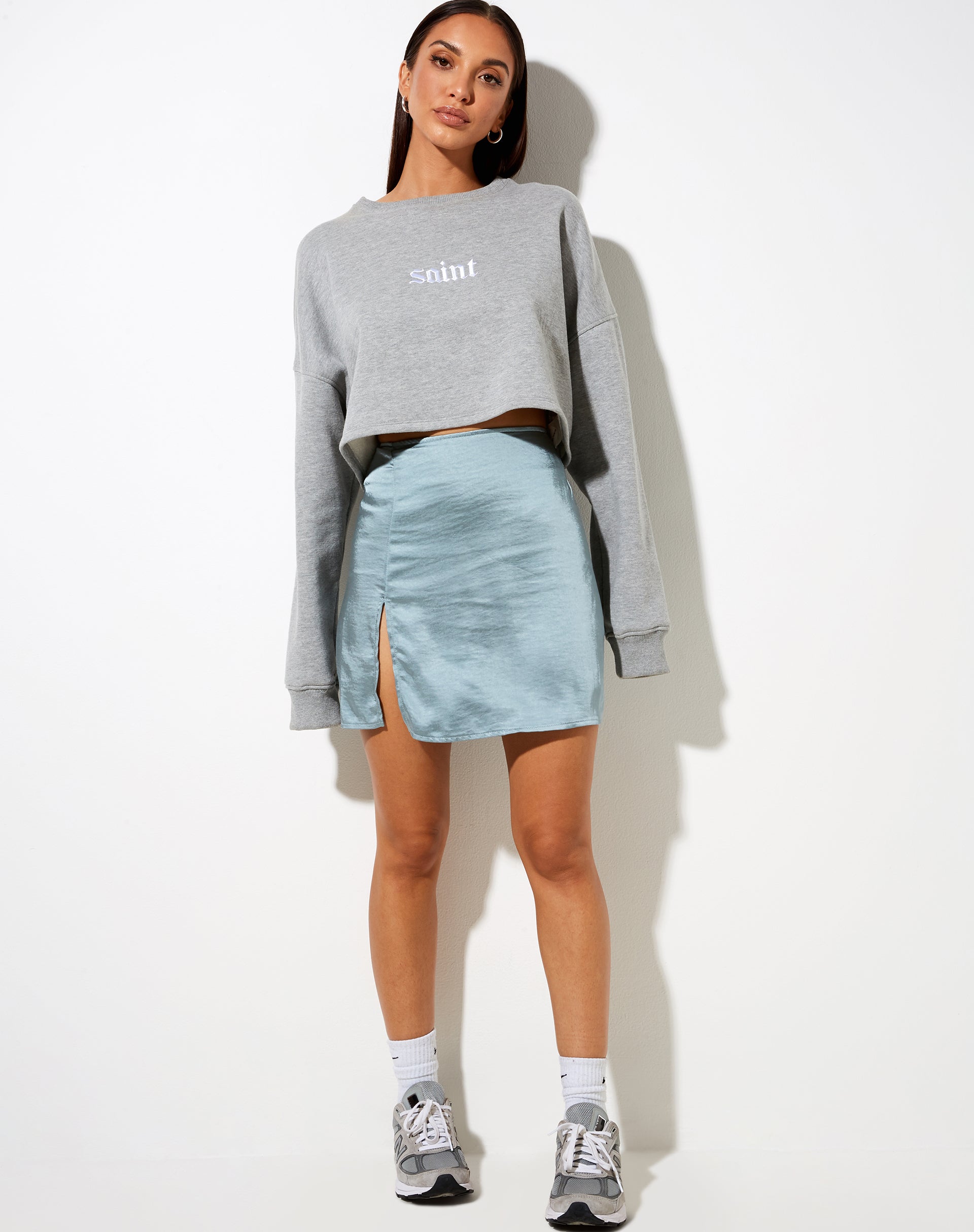 Afbeelding van SHENKA SKIRT SATIN SILVER BLUE#41
