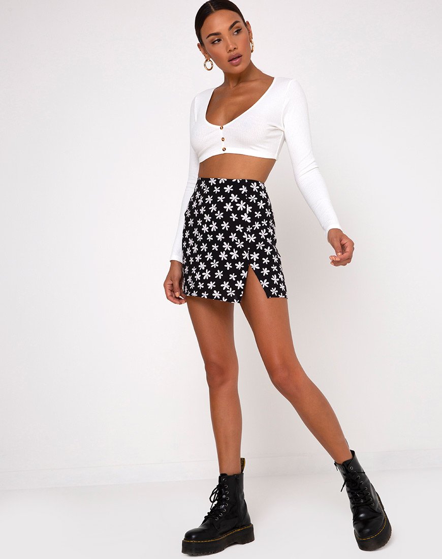 Afbeelding van Sheny minirok in 90s Daisy zwart-wit