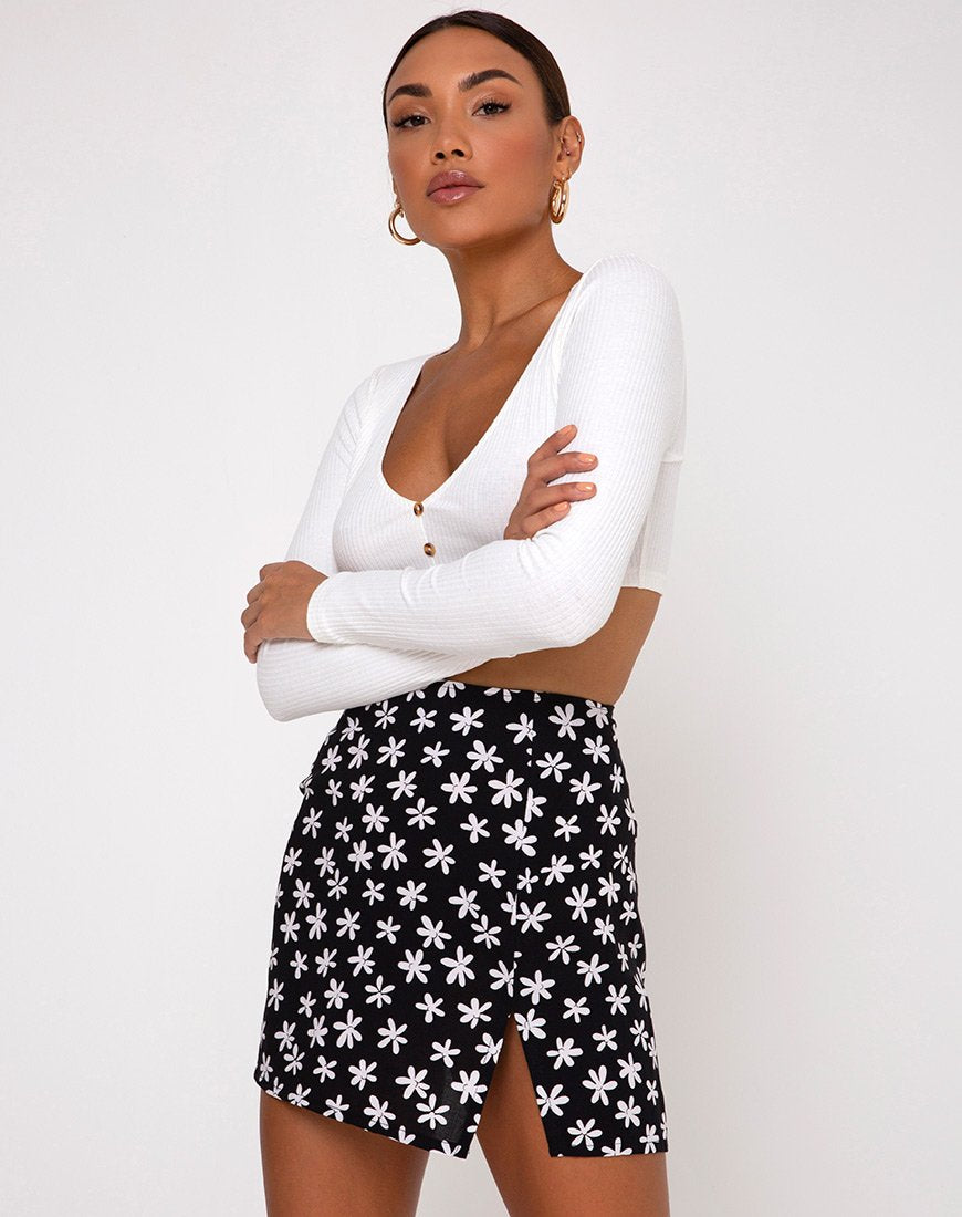 Afbeelding van Sheny minirok in 90s Daisy zwart-wit