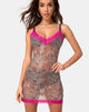 Afbeelding van Sheys Jurk Mini Tijger Mesh met Violet Kant