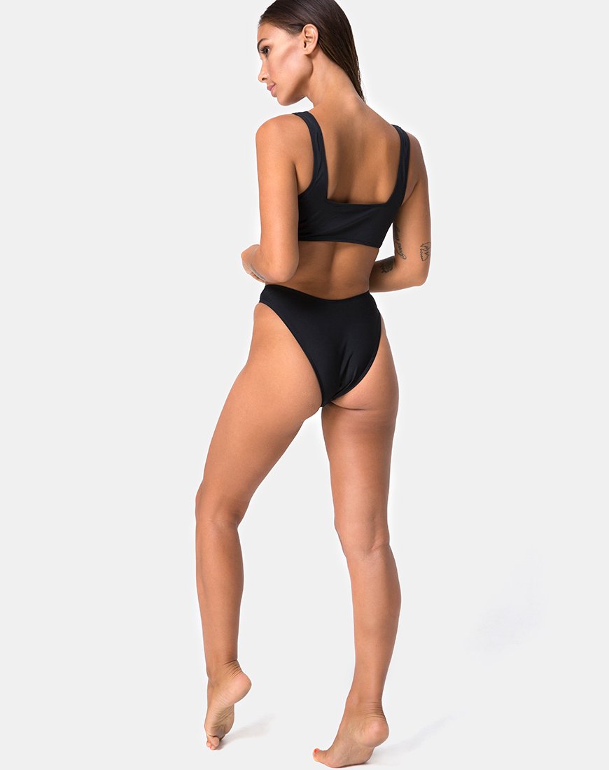 Afbeelding van Shielle Bikinitop in zwart met contrasterende biezen