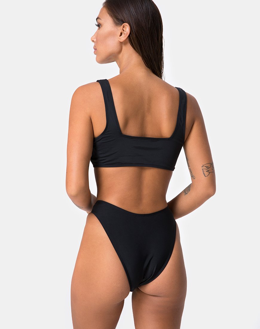 Afbeelding van Shielle Bikinitop in zwart met contrasterende biezen