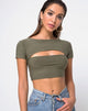 Afbeelding van Shim Cutout Crop Top in Khaki