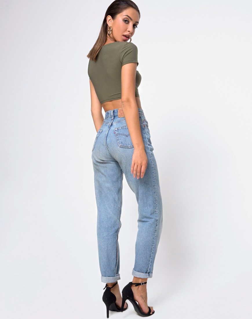 Afbeelding van Shim Cutout Crop Top in Khaki