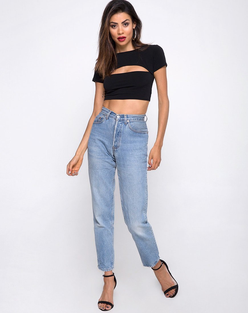 Afbeelding van Shim Cutout Crop Top in Zwart