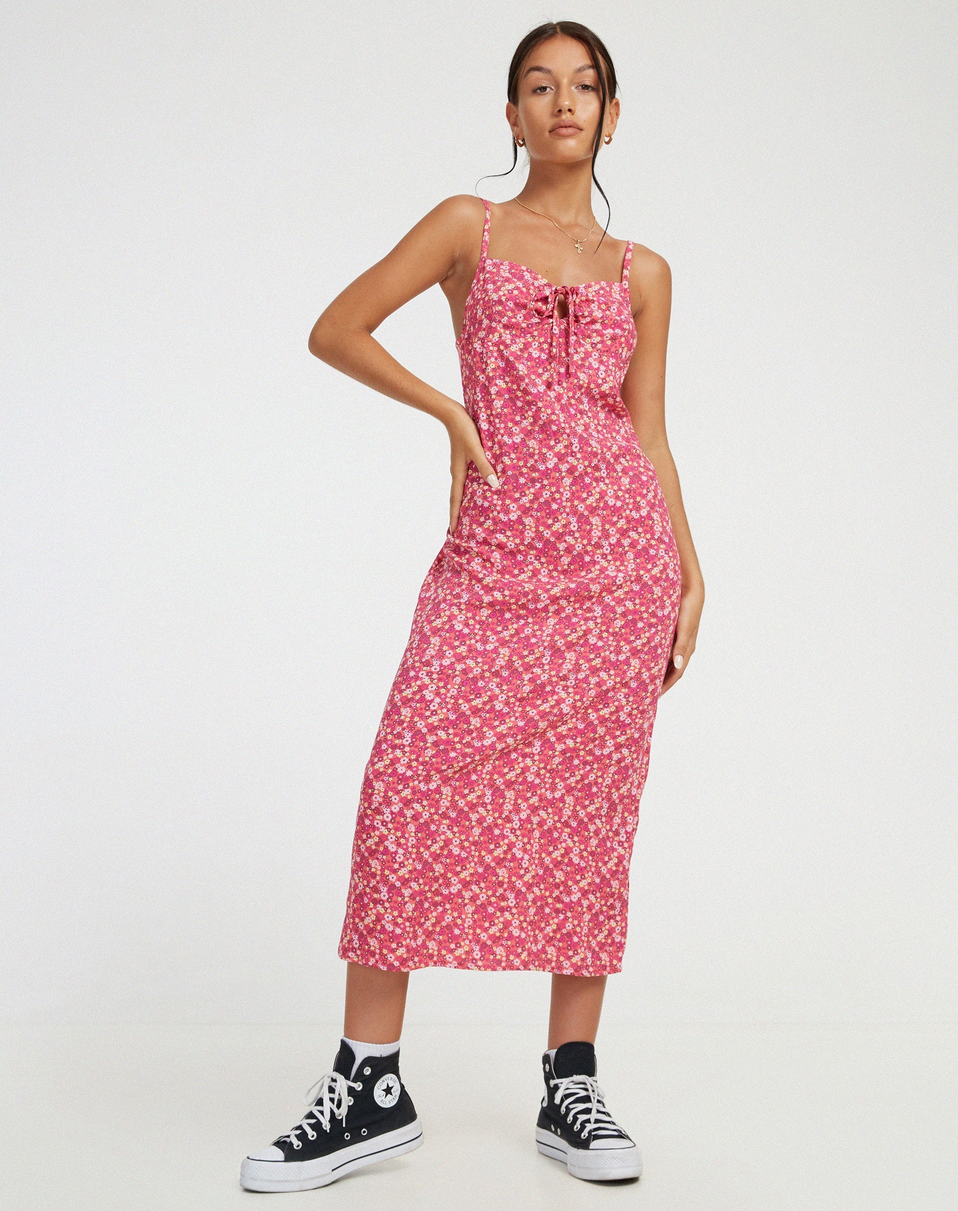 Afbeelding van Shiori Midi Dress in Ditsy Floral PinkShiori Midi Dress in Ditsy Floral Pink