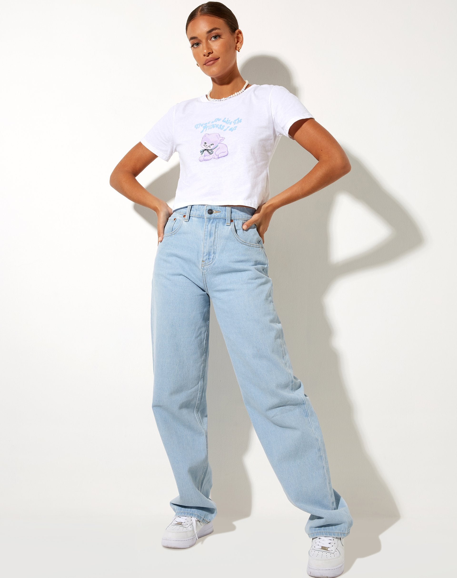 Afbeelding van Shrunk T-shirt in wit Dreamy Kittens