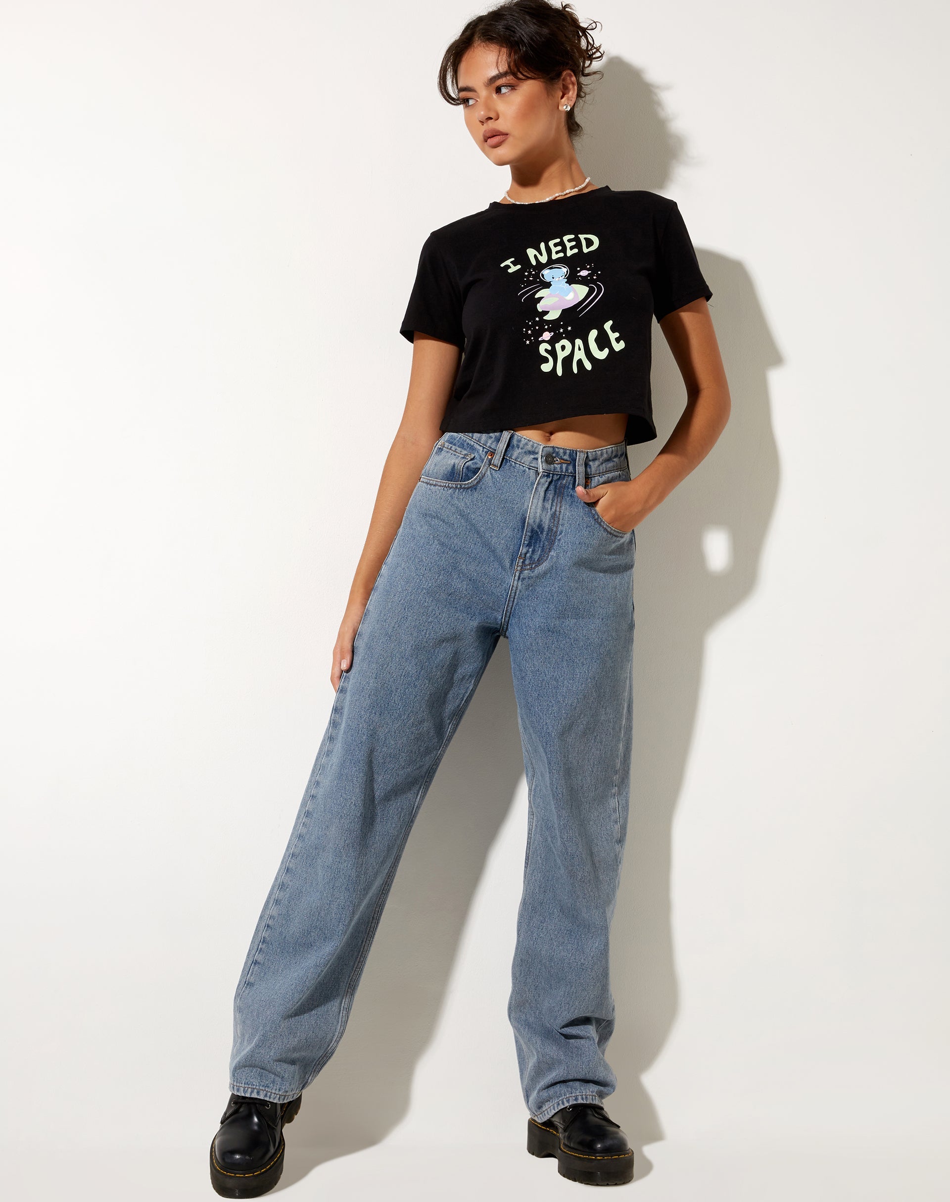 Afbeelding van Shrunk T-shirt in zwart Ik heb ruimte nodig
