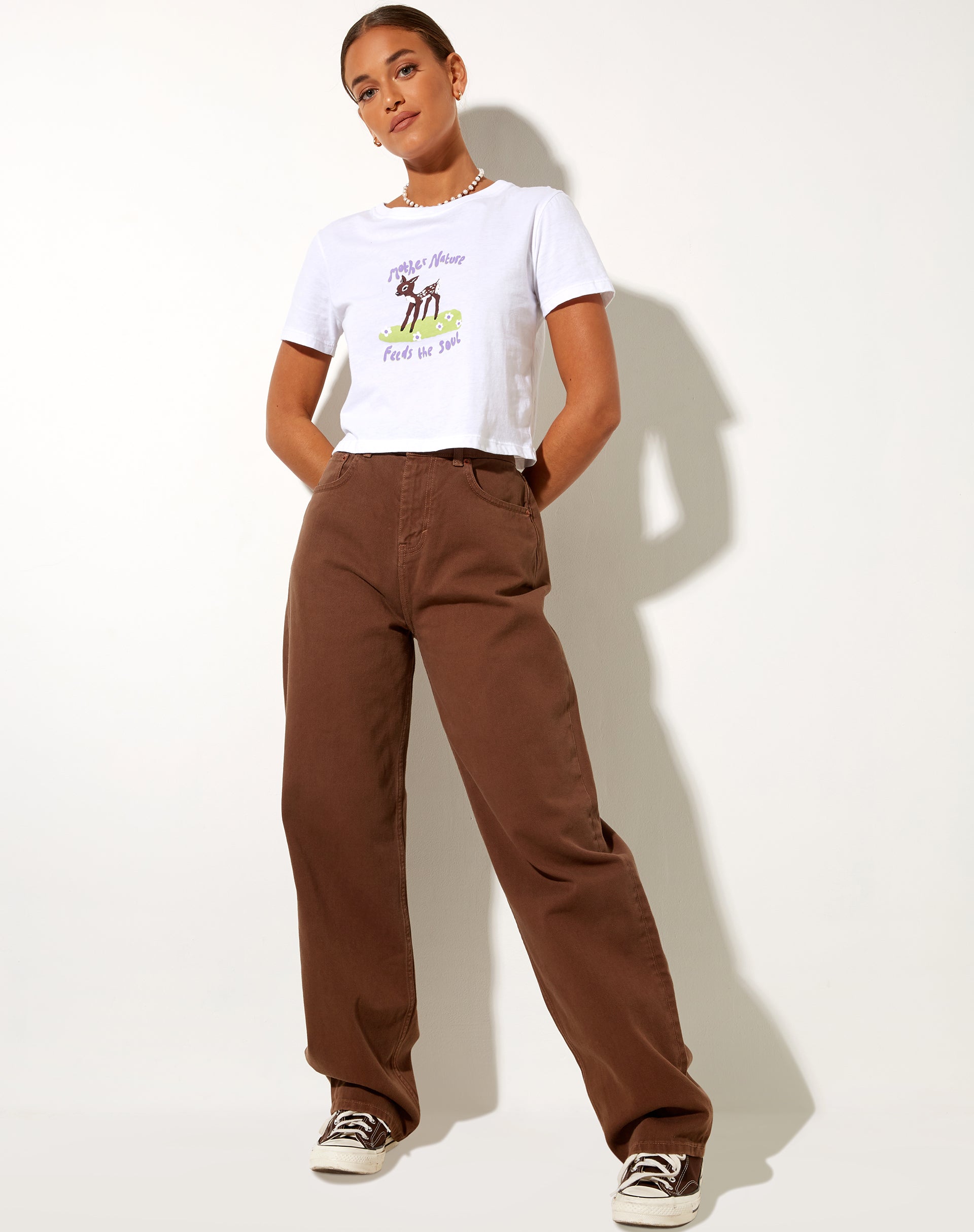 Afbeelding van Shrunk Tee in Wit Moeder Natuur