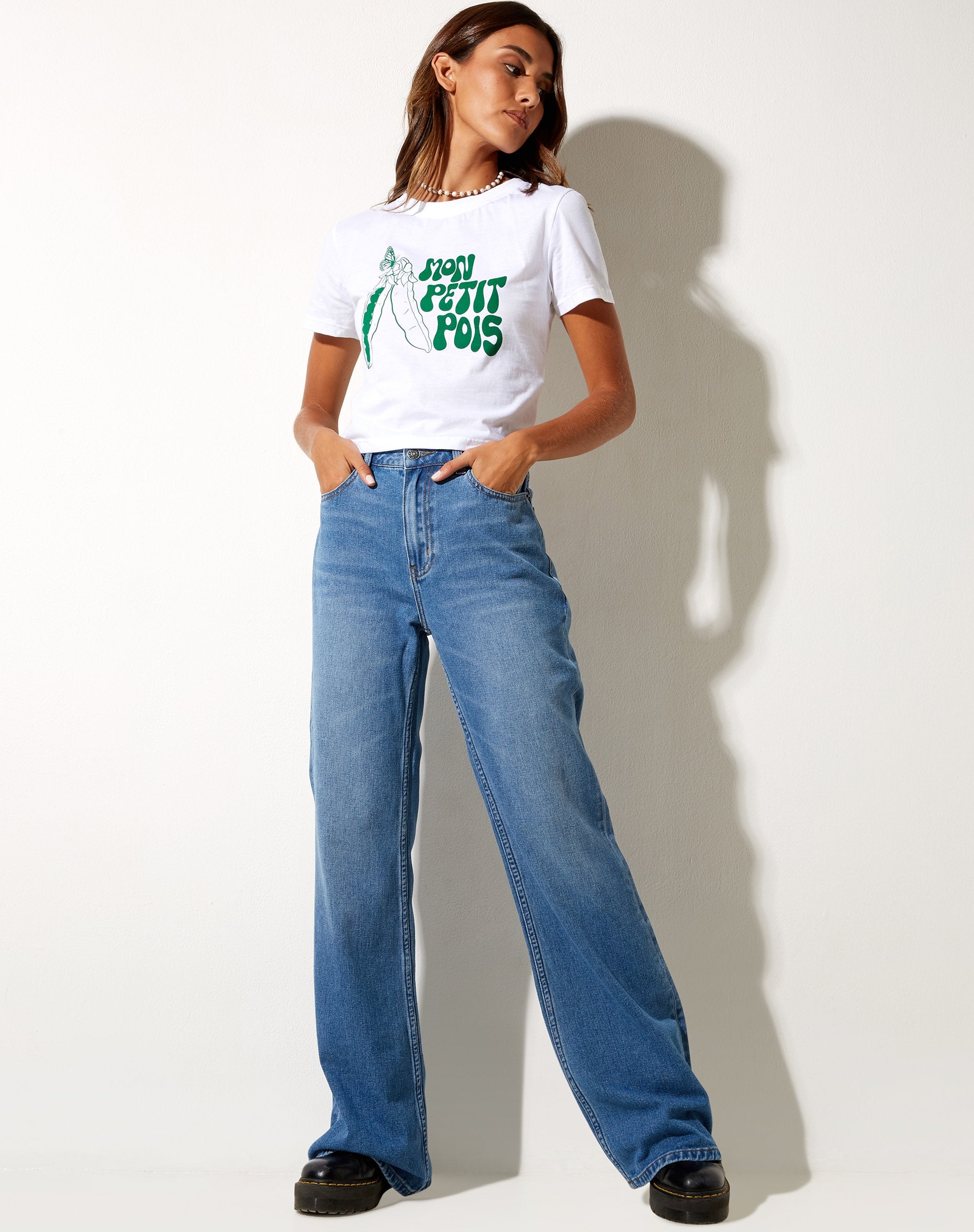 Afbeelding van Shrunk T-shirt in wit Mon Petit Pois