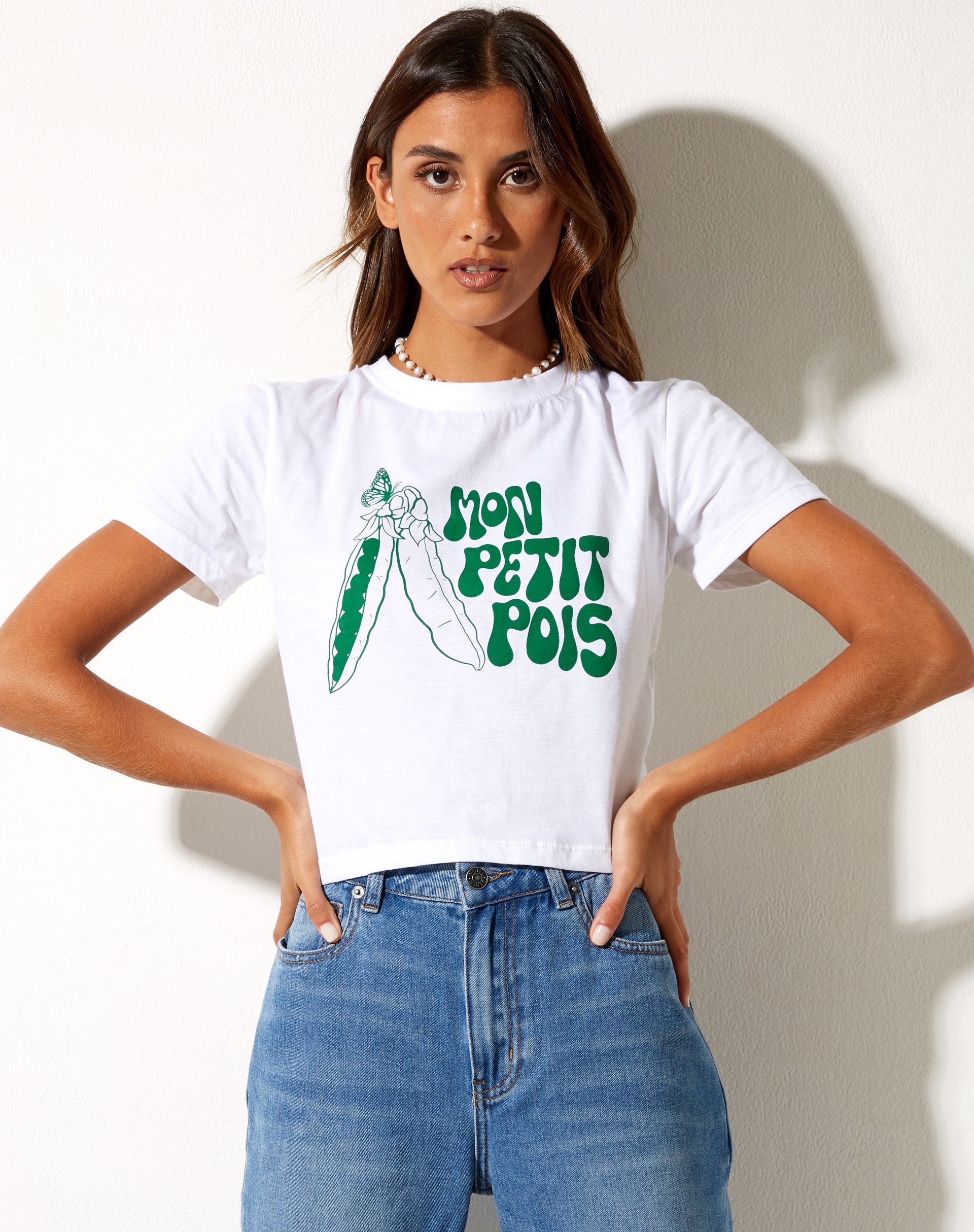 Afbeelding van Shrunk T-shirt in wit Mon Petit Pois